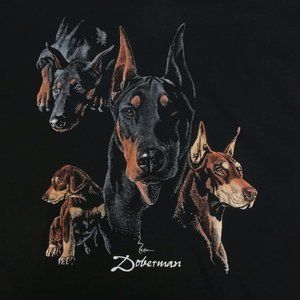 Vintage Doberman Pincher by Kibbee Black Men's T-Shirt Tee size Large /555